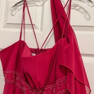 David’s Bridal Floor length evening gown, prom, wedding. two sheer shawls.